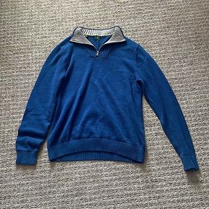 Robert Talbott blue quarter zip sweater